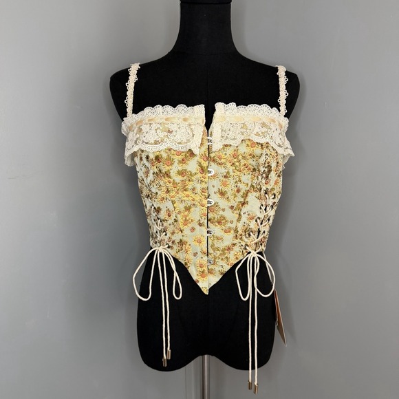 NWT Lacemade Van Gogh Sunflower Corset Top M Victorian Cottage Bridgerton Boho - Picture 9 of 11
